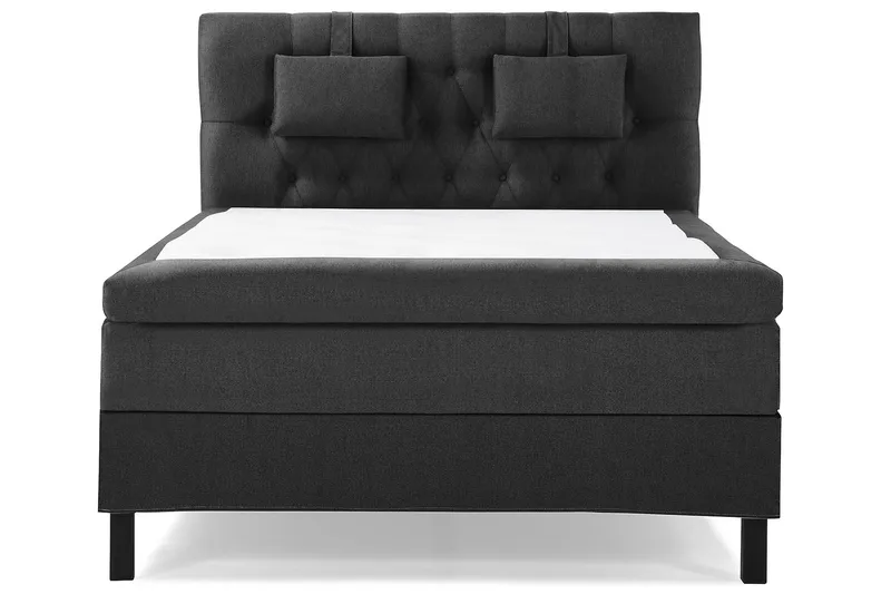 Lucky Komplet Sengepakke 140x200 Polyeter Diamant Sengegavl - Nakkepude Lille Sort/Grå - Møbler - Senge - Kontinentalsenge