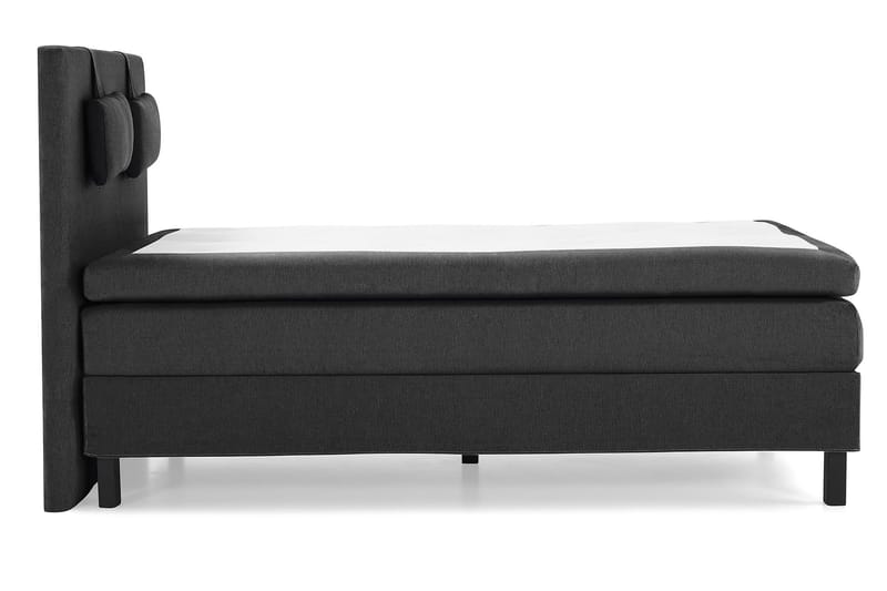 Lucky Komplet Sengepakke 140x200 Polyeter Glat Sengegavl - Nakkepude Lille Sort/Grå - Møbler - Senge - Kontinentalsenge