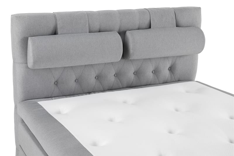 Lucky Komplet Sengepakke 140x200 Polyeter Diamant Sengegavl - Nakkepude Stor Mellangrå - Møbler - Senge - Komplet sengepakke