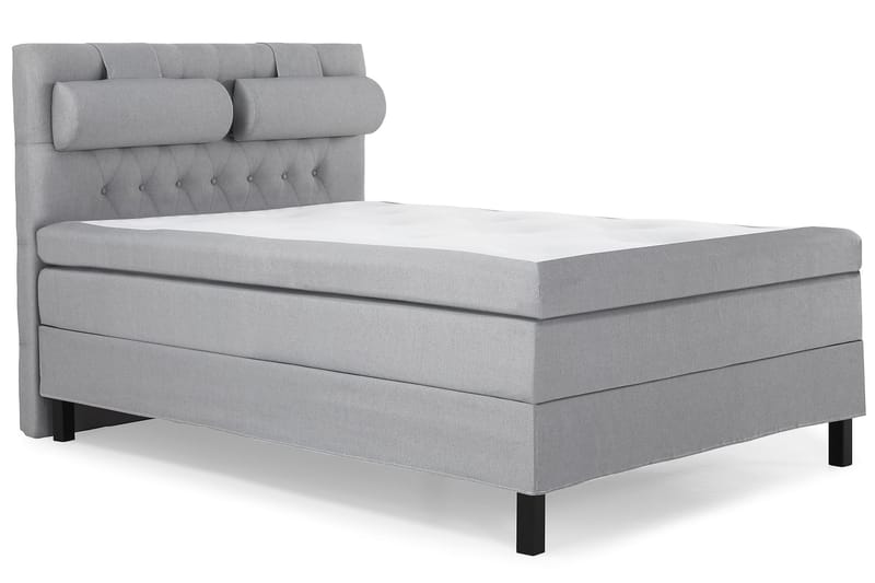 Lucky Komplet Sengepakke 140x200 Polyeter Diamant Sengegavl - Nakkepude Stor Mellangrå - Møbler - Senge - Komplet sengepakke