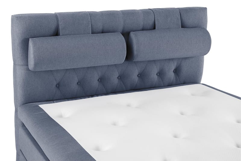 Lucky Komplet Sengepakke 140x200 Polyeter Diamant Sengegavl - Nakkepude Stor Mørkeblå - Møbler - Senge - Komplet sengepakke