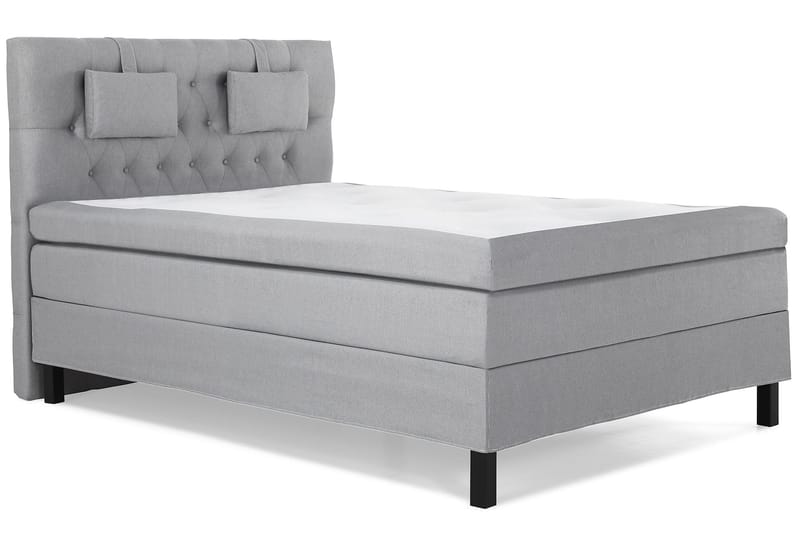 Lucky Komplet Sengepakke 140x200 Polyeter Diamant Sengegavl - Nakkepude Lille Mellemgrå - Møbler - Senge - Komplet sengepakke