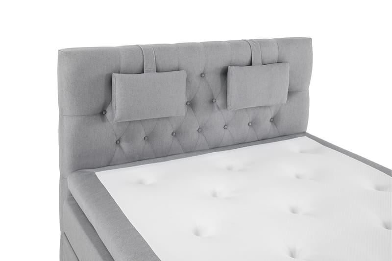 Lucky Komplet Sengepakke 140x200 Polyeter Diamant Sengegavl - Nakkepude Lille Mellemgrå - Møbler - Senge - Komplet sengepakke