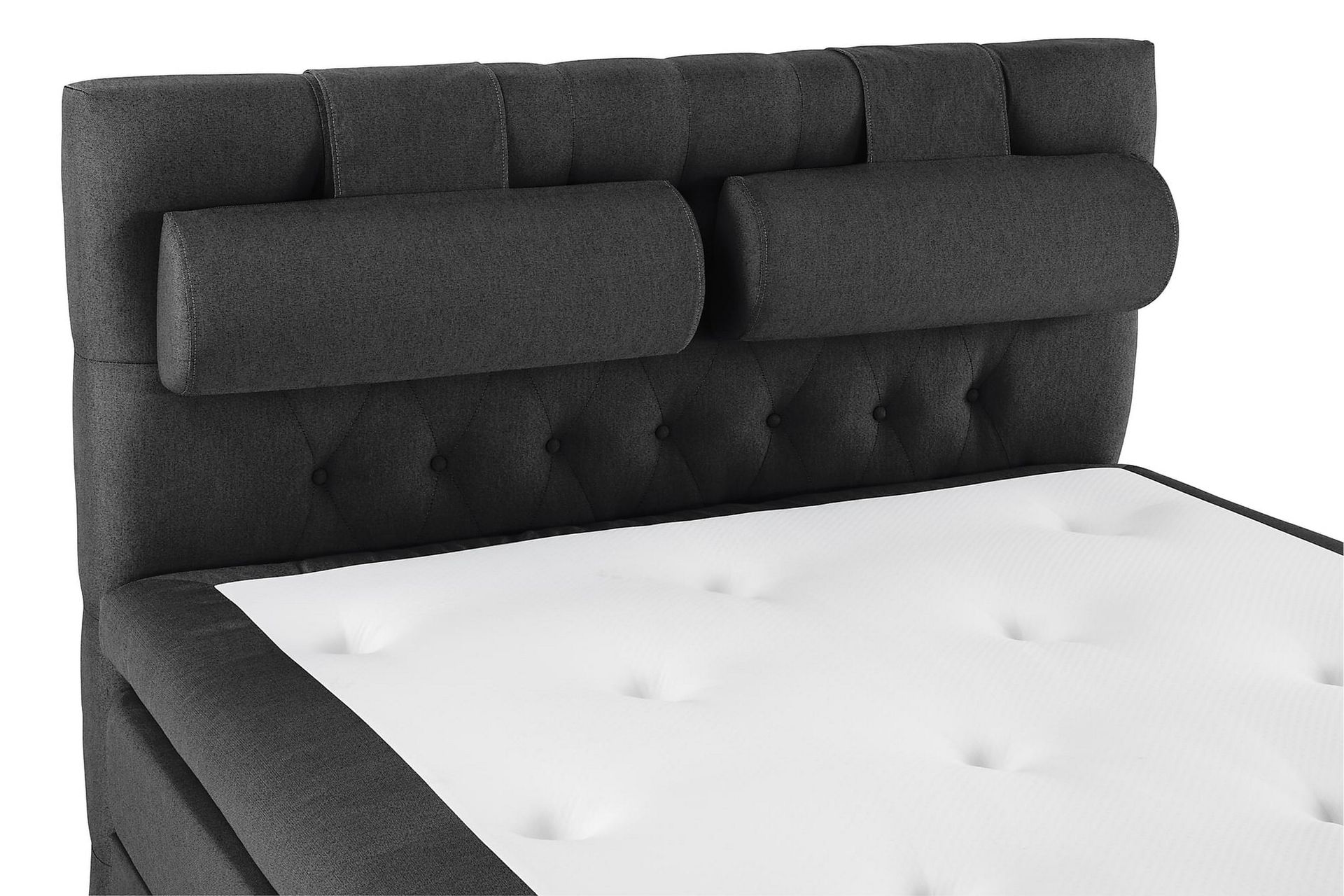Lucky Komplet Sengepakke 140x200 Polyeter Diamant Sengegavl - Nakkepude Stor Sort/Grå - Møbler - Senge - Komplet sengepakke
