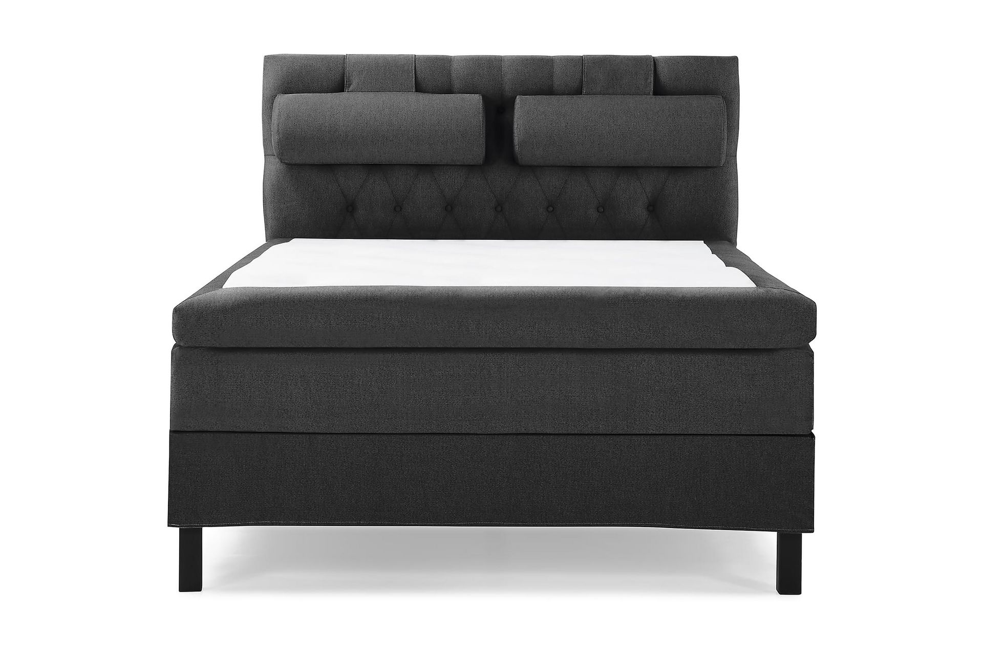Lucky Komplet Sengepakke 140x200 Polyeter Diamant Sengegavl - Nakkepude Stor Sort/Grå - Møbler - Senge - Komplet sengepakke