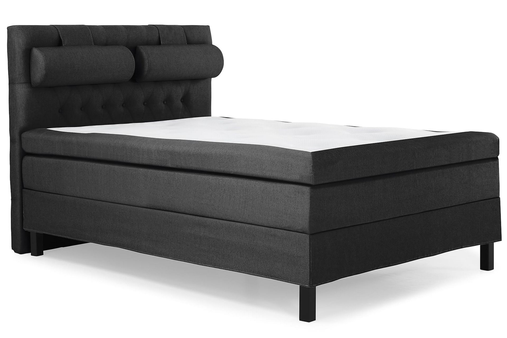 Lucky Komplet Sengepakke 140x200 Polyeter Diamant Sengegavl - Nakkepude Stor Sort/Grå - Møbler - Senge - Komplet sengepakke