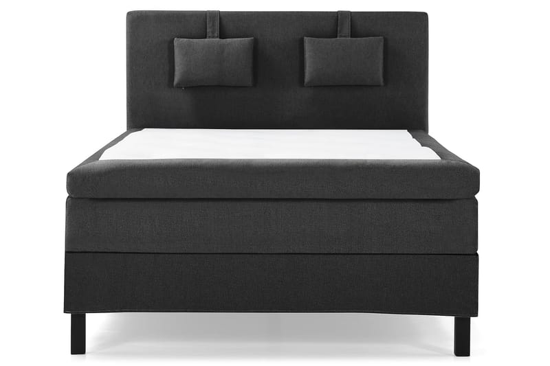 Lucky Komplet Sengepakke 140x200 Polyeter Glat Sengegavl - Nakkepude Lille Sort/Grå - Møbler - Senge - Kontinentalsenge