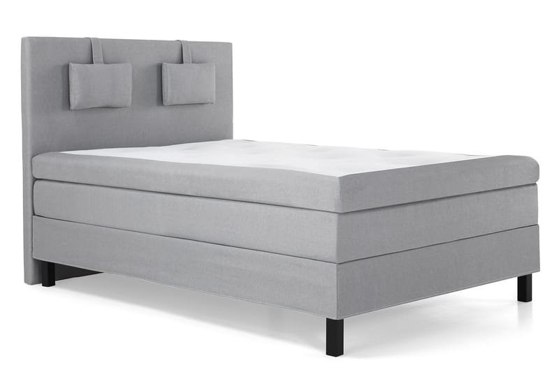 Lucky Komplet Sengepakke 140x200 Polyeter Glat Sengegavl - Nakkepude Lille Mellemgrå - Møbler - Senge - Kontinentalsenge