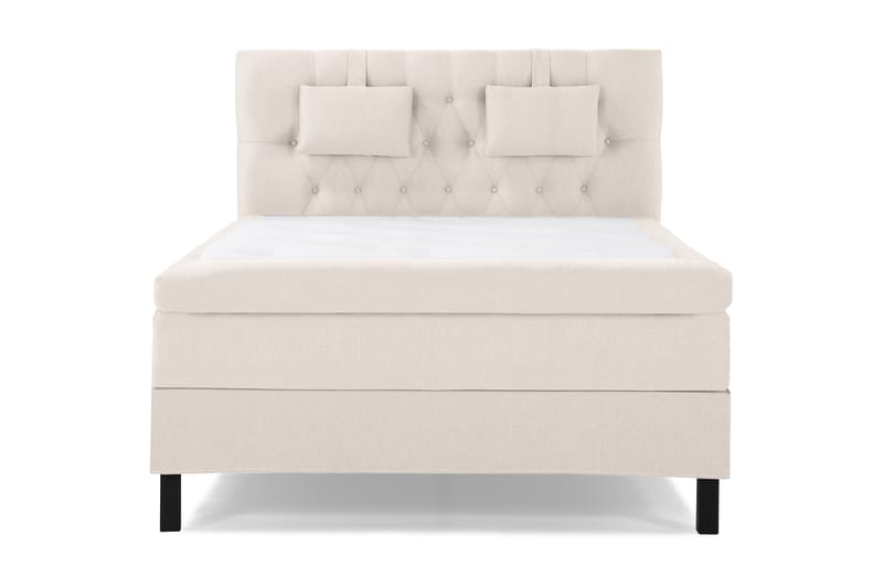 Lucky Komplet Sengepakke 140x200 Polyeter Diamant Sengegavl - Nakkepude Lille Beige - Møbler - Senge - Komplet sengepakke