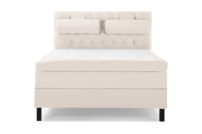Lucky Komplet Sengepakke 140x200 Polyeter Diamant Sengegavl - Nakkepude Stor Beige - Møbler - Senge - Komplet sengepakke