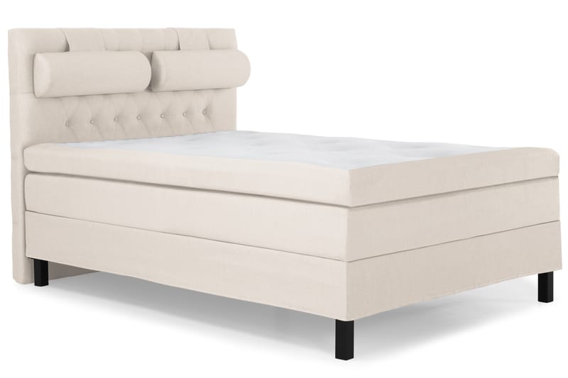 Lucky Komplet Sengepakke 140x200 Polyeter Diamant Sengegavl - Nakkepude Stor Beige - Møbler - Senge - Komplet sengepakke