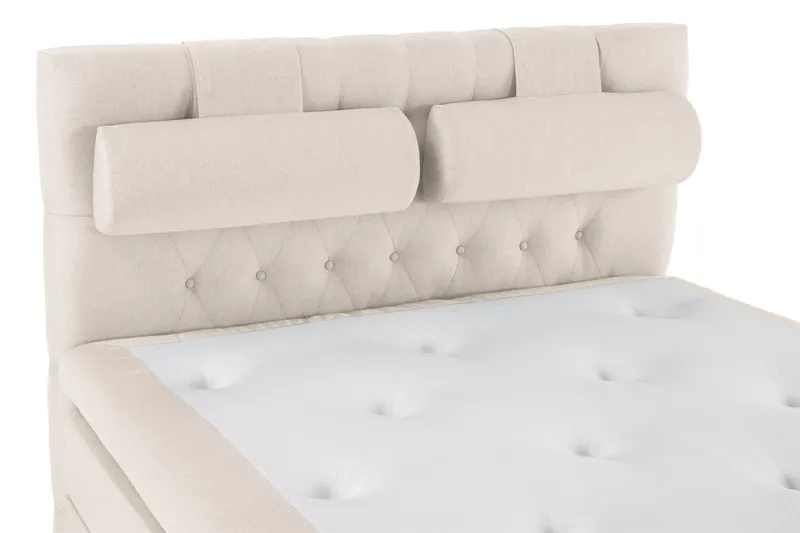 Lucky Komplet Sengepakke 140x200 Polyeter Diamant Sengegavl - Nakkepude Stor Beige - Møbler - Senge - Kontinentalsenge