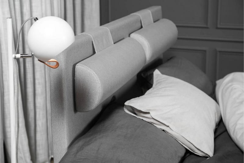 Lucky Komplet Sengepakke 140x200 Polyeter Glat Sengegavl - Nakkepude Lille Mellemgrå - Møbler - Senge - Kontinentalsenge