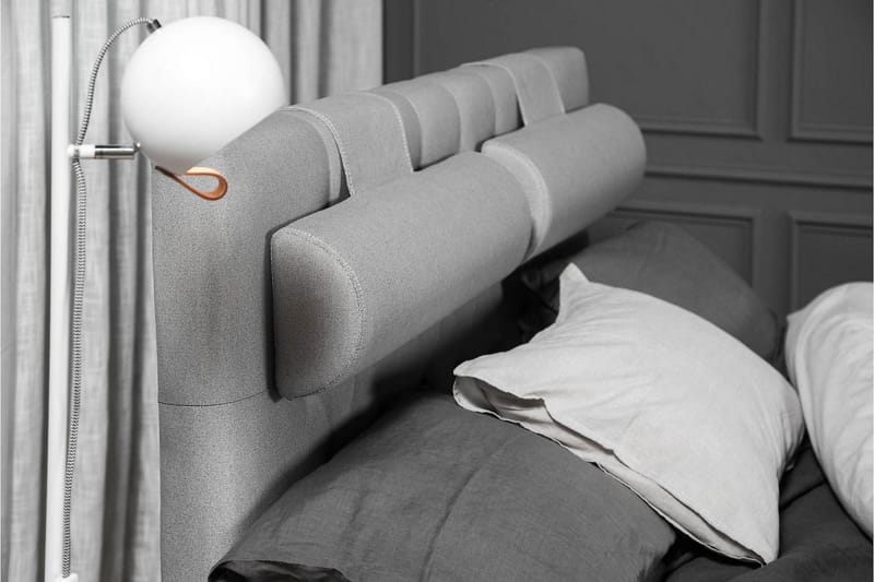 Lucky Komplet Sengepakke 140x200 Polyeter Diamant Sengegavl - Nakkepude Stor Mellangrå - Møbler - Senge - Kontinentalsenge