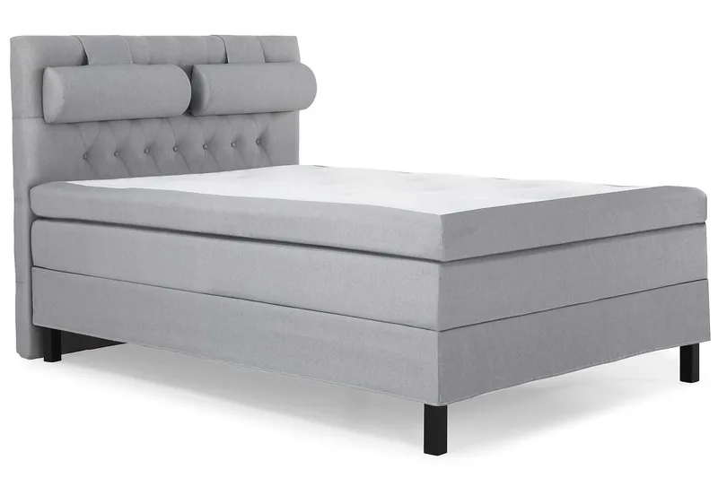 Lucky Komplet Sengepakke 140x200 Polyeter Diamant Sengegavl - Nakkepude Stor Mellangrå - Møbler - Senge - Kontinentalsenge