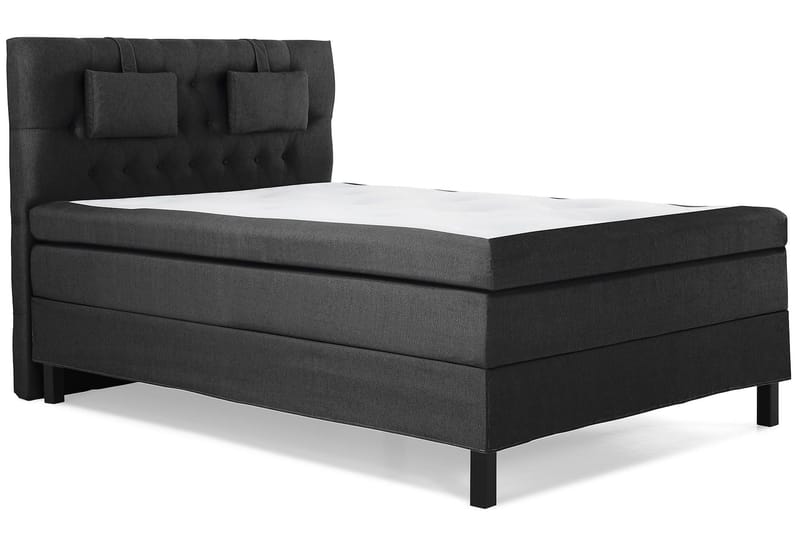 Lucky Komplet Sengepakke 140x200 Polyeter Diamant Sengegavl - Nakkepude Lille Sort/Grå - Møbler - Senge - Kontinentalsenge