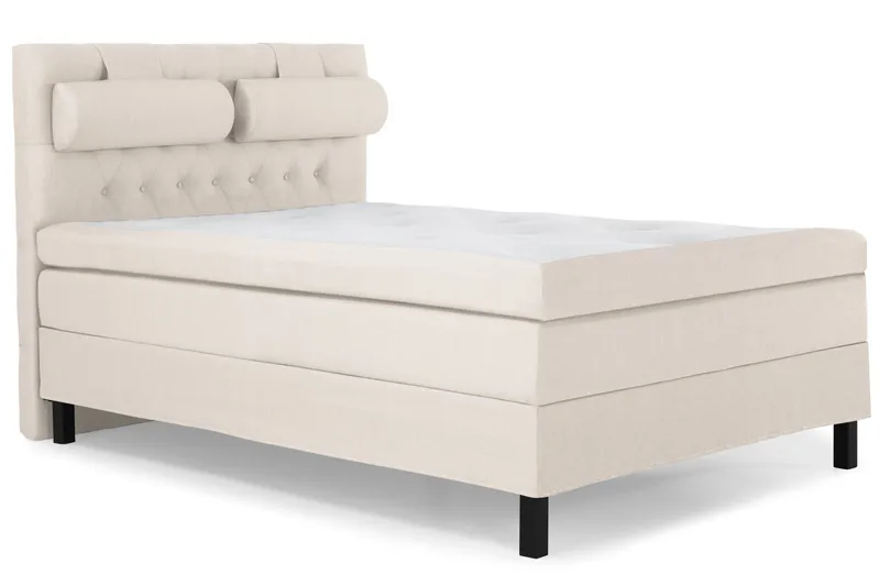 Lucky Komplet Sengepakke 140x200 Polyeter Diamant Sengegavl - Nakkepude Stor Beige - Møbler - Senge - Kontinentalsenge