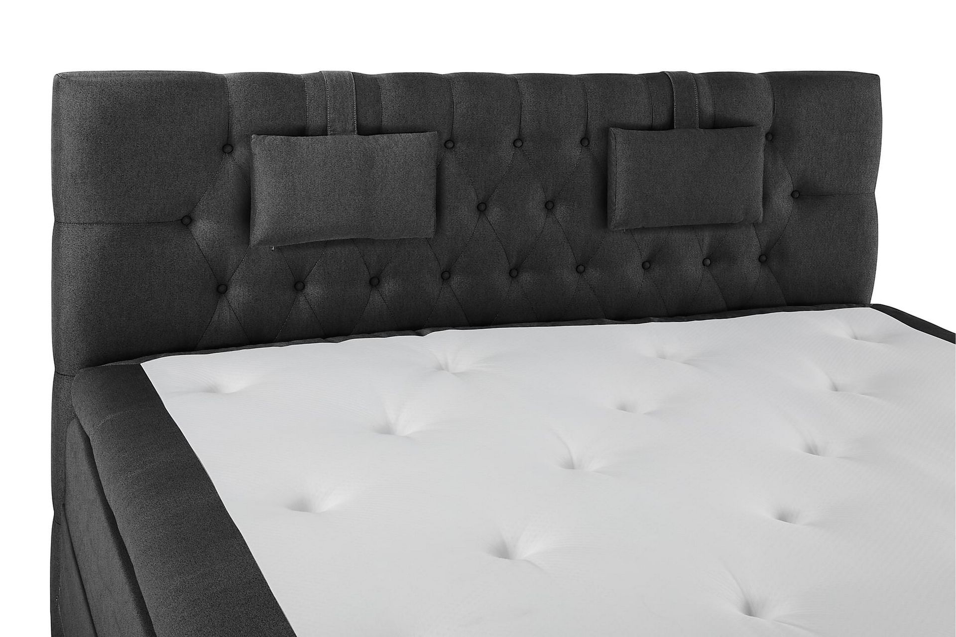 Lucky Komplet Sengepakke 160x200 Latex Diamant Sengegavl - Nakkepude Lille Sort/Grå - Møbler - Senge - Komplet sengepakke