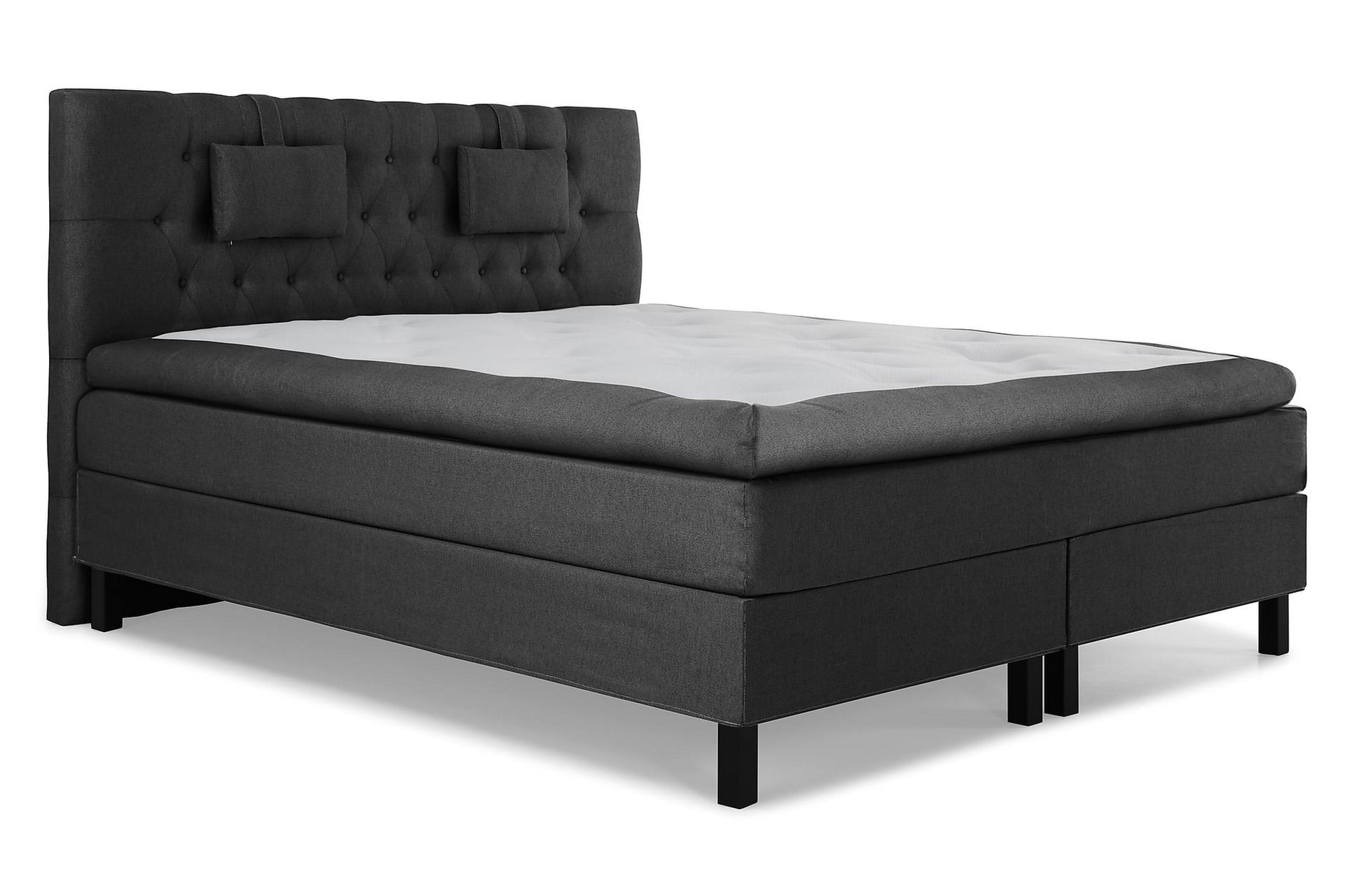 Lucky Komplet Sengepakke 160x200 Latex Diamant Sengegavl - Nakkepude Lille Sort/Grå - Møbler - Senge - Komplet sengepakke