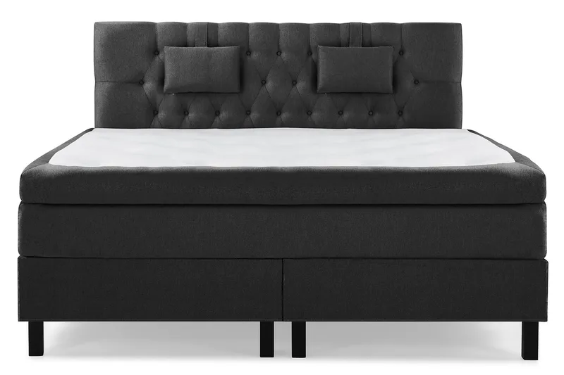 Lucky Komplet Sengepakke 160x200 Latex Diamant Sengegavl, Nakkepude Lille Sort/Grå