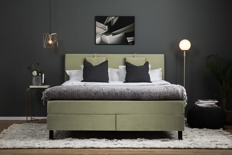 Lucky Komplet Sengepakke 160x200 Latex Glat Sengegavl - Nakkepude Lille Grøn - Møbler - Senge - Komplet sengepakke