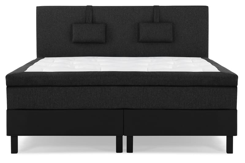 Lucky Komplet Sengepakke 160x200 Latex Glat Sengegavl - Nakkepude Lille Sort/Grå/PU - Møbler - Senge - Komplet sengepakke