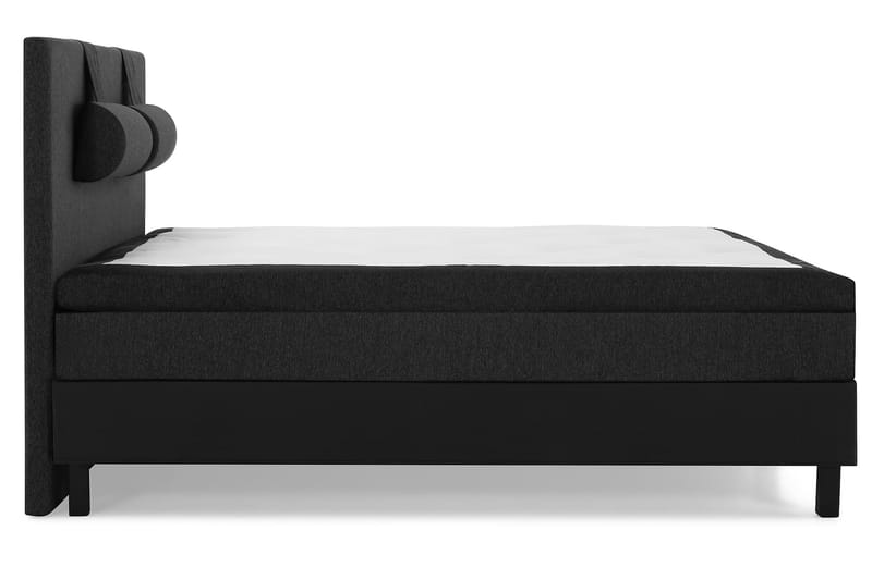 Lucky Komplet Sengepakke 160x200 Latex Glat Sengegavl - Nakkepude Stor Sort/Grå/PU - Møbler - Senge - Kontinentalsenge