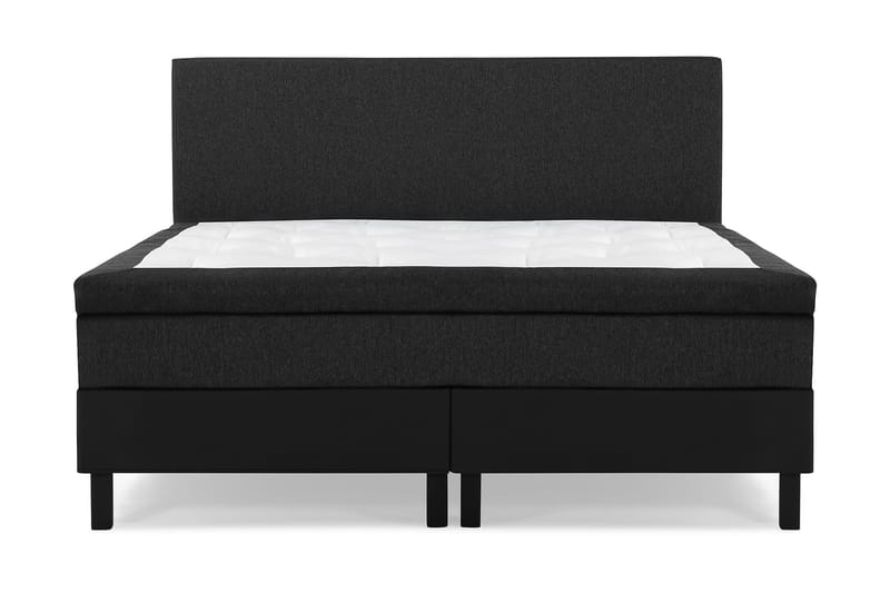 Lucky Komplet Sengepakke 160x200 Latex Glat Sengegavl - Sort/Grå/PU - Møbler - Senge - Komplet sengepakke