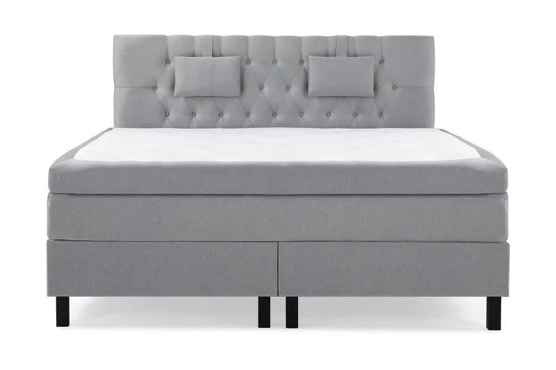 Lucky Komplet Sengepakke 160x200 Memory Diamant Sengegavl, Nakkepude Lille Mellemgrå