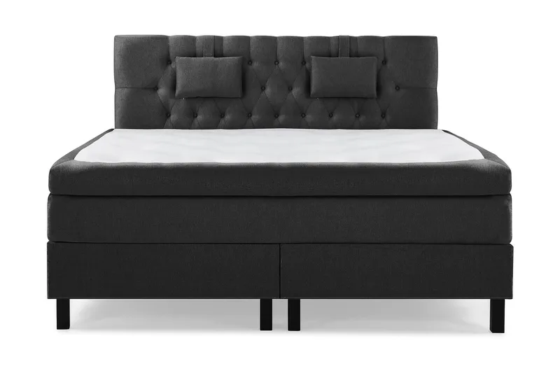 Lucky Komplet Sengepakke 160x200 Memory Diamant Sengegavl - Nakkepude Lille Sort/Grå - Møbler - Senge - Kontinentalsenge