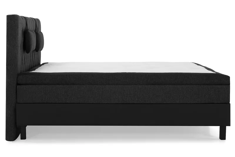 Lucky Komplet Sengepakke 160x200 Memory Diamant Sengegavl - Nakkepude Lille Sort/Grå/PU - Møbler - Senge - Kontinentalsenge