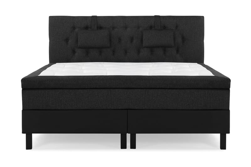 Lucky Komplet Sengepakke 160x200 Memory Diamant Sengegavl, Nakkepude Lille Sort/Grå/PU