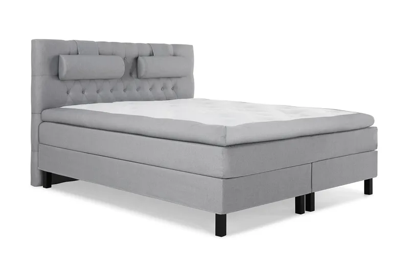 Lucky Komplet Sengepakke 160x200 Memory Diamant Sengegavl - Nakkepude Stor Mellangrå - Møbler - Senge - Kontinentalsenge