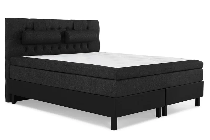 Lucky Komplet Sengepakke 160x200 Memory Diamant Sengegavl - Nakkepude Stor Sort/Grå/PU - Møbler - Senge - Kontinentalsenge