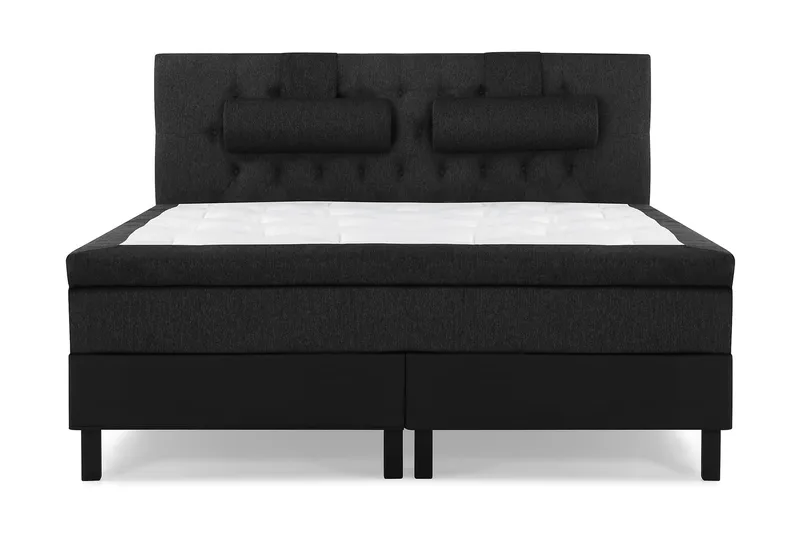 Lucky Komplet Sengepakke 160x200 Memory Diamant Sengegavl, Nakkepude Stor Sort/Grå/PU