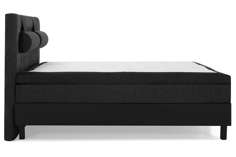 Lucky Komplet Sengepakke 160x200 Memory Diamant Sengegavl - Nakkepude Stor Sort/Grå/PU - Møbler - Senge - Kontinentalsenge