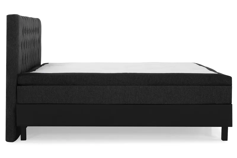 Lucky Komplet Sengepakke 160x200 Memory Diamant Sengegavl - Sort/Grå/PU - Møbler - Senge - Kontinentalsenge