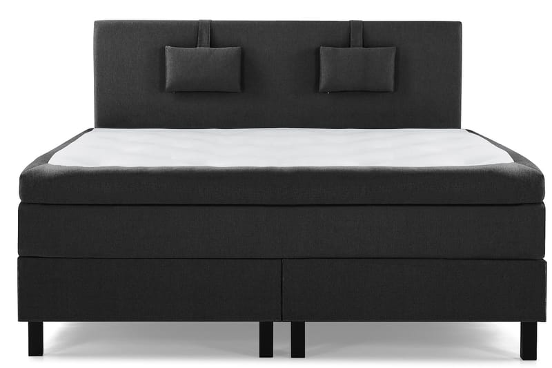 Lucky Komplet Sengepakke 160x200 Memory Glat Sengegavl, Nakkepude Lille Sort/Grå