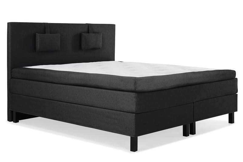 Lucky Komplet Sengepakke 160x200 Memory Glat Sengegavl - Nakkepude Lille Sort/Grå - Møbler - Senge - Kontinentalsenge