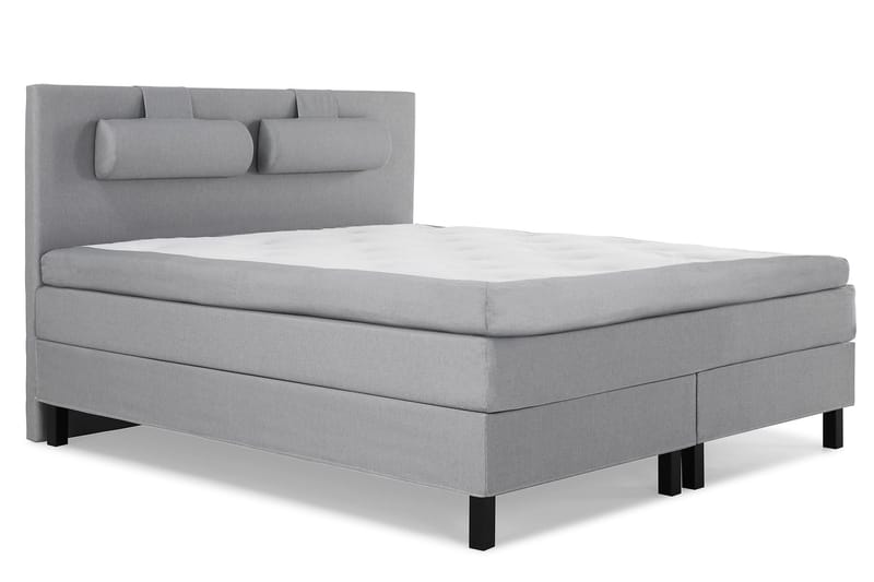 Lucky Komplet Sengepakke 160x200 Memory Glat Sengegavl - Nakkepude Stor Mellangrå - Møbler - Senge - Kontinentalsenge