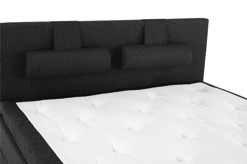 Lucky Komplet Sengepakke 160x200 Memory Glat Sengegavl - Nakkepude Stor Sort/Grå/PU - Møbler - Senge - Komplet sengepakke
