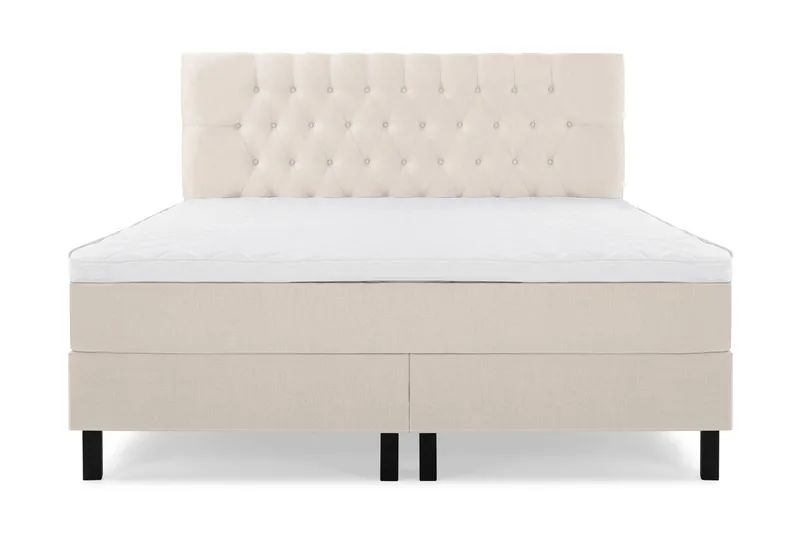Lucky Komplet Sengepakke 160x200 Skum Diamant Sengegavl - Beige - Møbler - Senge - Kontinentalsenge