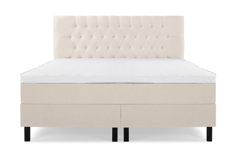 Lucky Komplet Sengepakke 160x200 Skum Diamant Sengegavl - Beige - Møbler - Senge - Komplet sengepakke