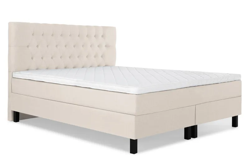 Lucky Komplet Sengepakke 160x200 Skum Diamant Sengegavl - Beige - Møbler - Senge - Kontinentalsenge
