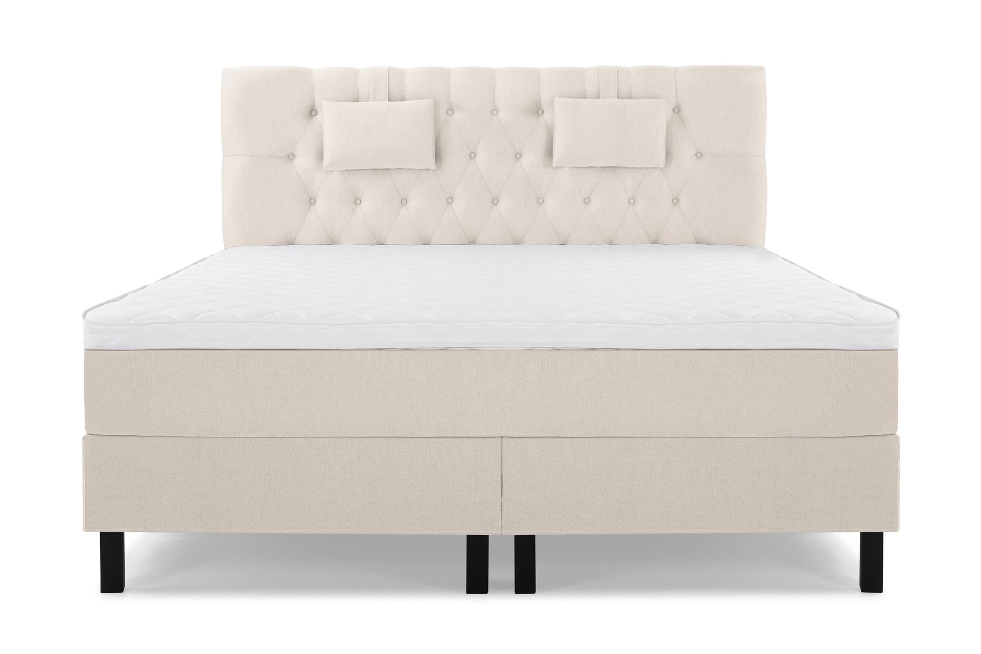 Lucky Komplet Sengepakke 160x200 Skum Diamant Sengegavl - Nakkepude Lille Beige - Møbler - Senge - Komplet sengepakke