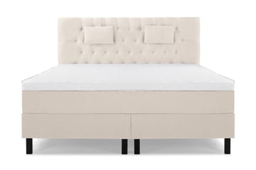 Lucky Komplet Sengepakke 160x200 Skum Diamant Sengegavl - Nakkepude Lille Beige - Møbler - Senge - Komplet sengepakke