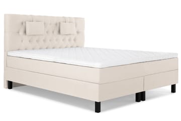 Lucky Komplet Sengepakke 160x200 Skum Diamant Sengegavl - Nakkepude Lille Beige - Møbler - Senge - Komplet sengepakke