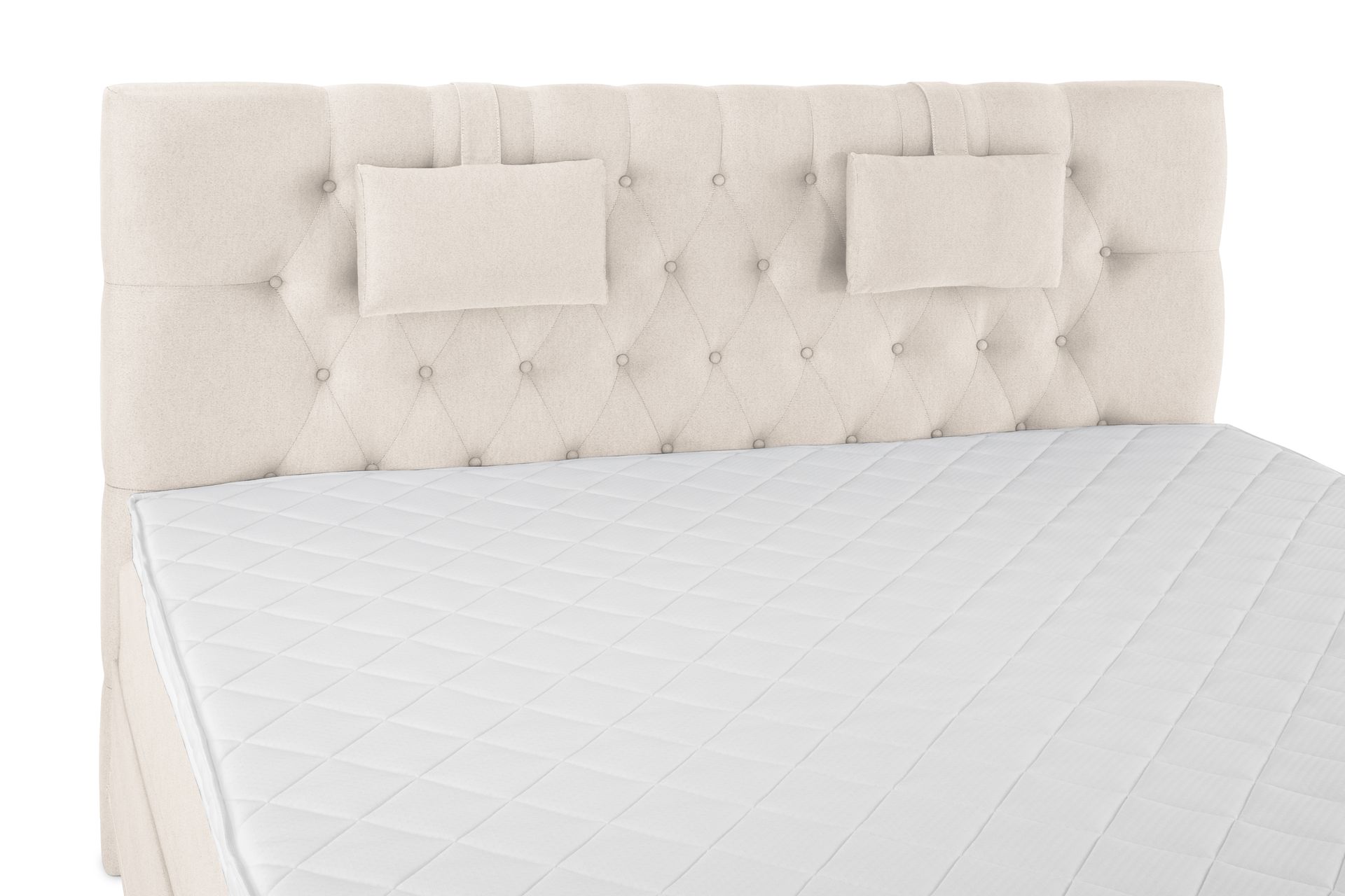 Lucky Komplet Sengepakke 160x200 Skum Diamant Sengegavl - Nakkepude Lille Beige - Møbler - Senge - Komplet sengepakke