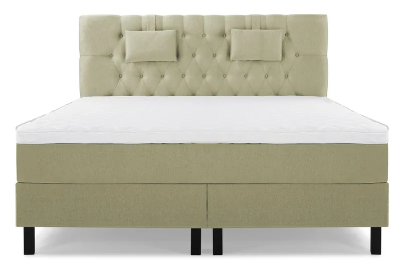 Lucky Komplet Sengepakke 160x200 Skum Diamant Sengegavl - Nakkepude Lille Grøn - Møbler - Senge - Kontinentalsenge