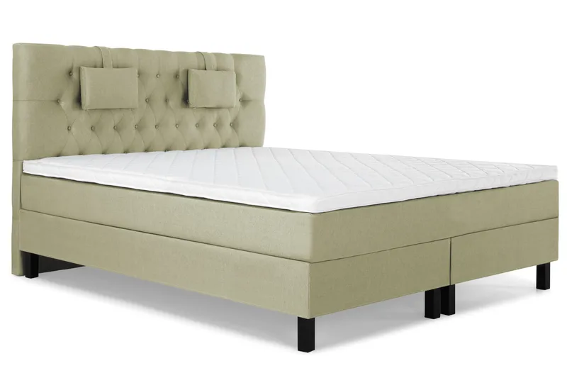 Lucky Komplet Sengepakke 160x200 Skum Diamant Sengegavl - Nakkepude Lille Grøn - Møbler - Senge - Kontinentalsenge